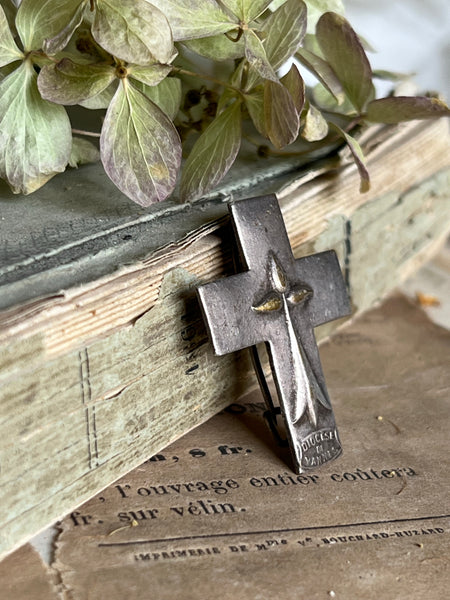 Sweet Vintage French Cross Brooch