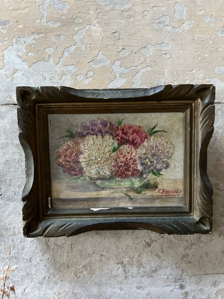 Small Framed Vintage French Oil Painting on Board