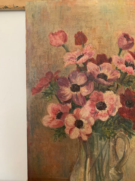 French Tall Floral Oil Painting