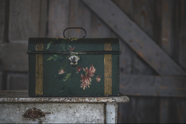 French Vintage Floral Metal Chest