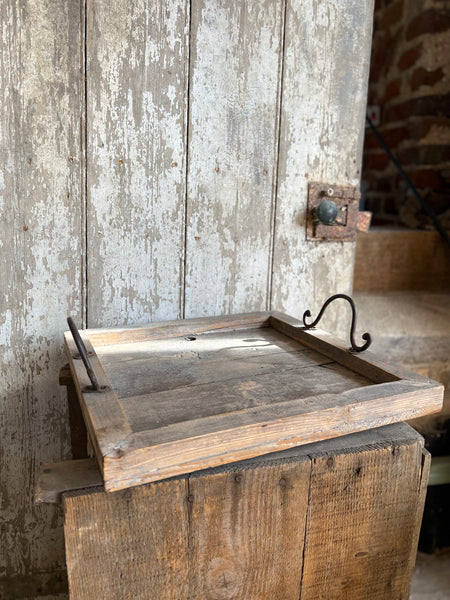 Vintage French Wooden Tray with handles