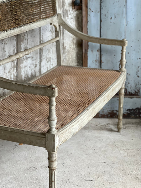 French Vintage Two Seater caned chair
