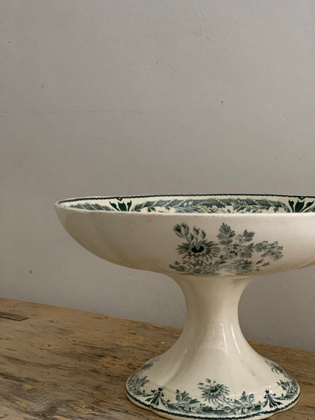 French Sarreguemines Transferware Cakestand