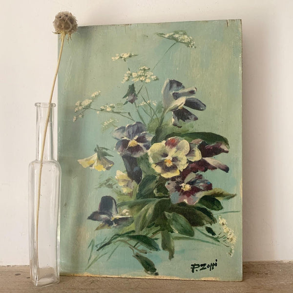 Beautiful Vintage Floral on Board