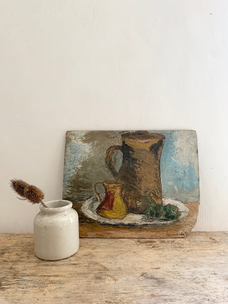 Antique Jug Oil Painting on Board