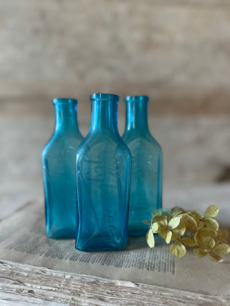 Vintage Blue Glycerine Bottles