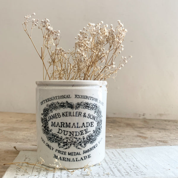 Aged Vintage James Keiller & Son Marmalade Jar