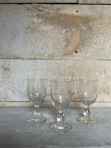 Vintage French Etched Floral Glass Rummers
