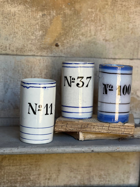Antique Numbered Spongware Mugs