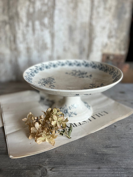 French Floral Transferware raised dish