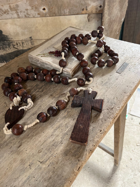 Huge French Vintage Dark Brown/Black Rosary Beads