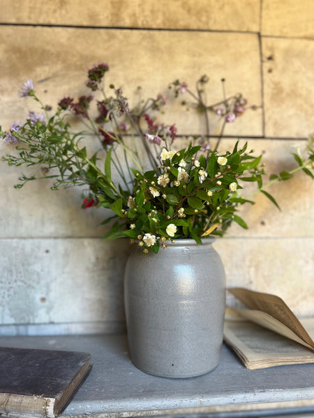French Antique Blue Stoneware pot