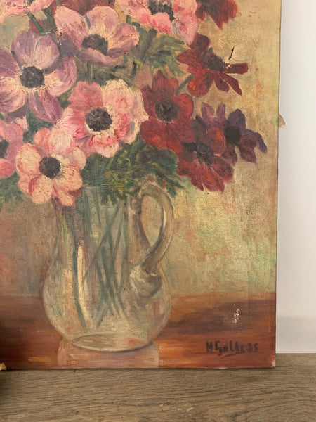 French Tall Floral Oil Painting