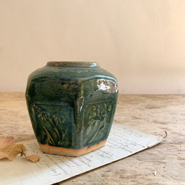 Vintage Green Ginger Jar