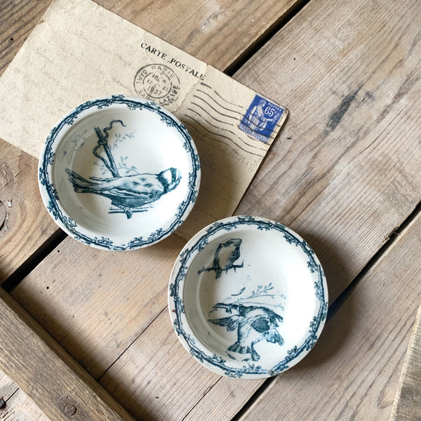 Two miniature french bird plates