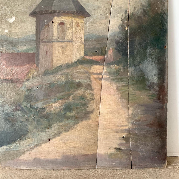 Vintage French Oil on Board, Three Piece Painting