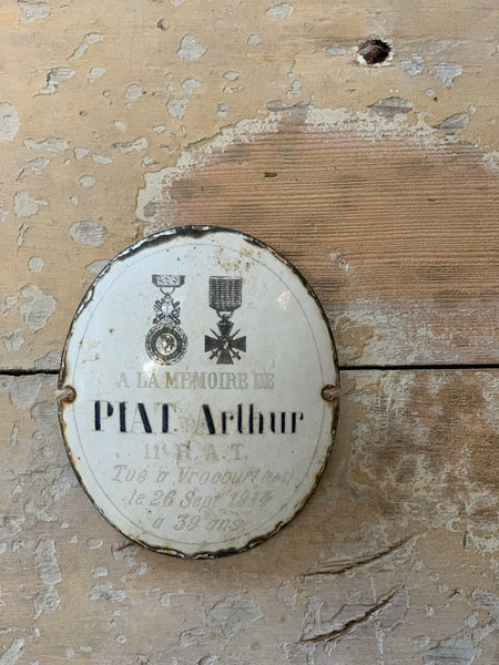 French Vintage Enamel Memorial Plaque 1914 (Small)