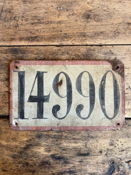 Vintage Number Plaque