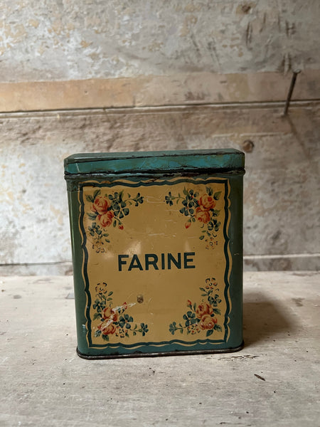 Vintage Turquoise French Farine Tin