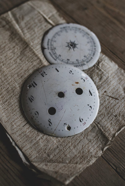 Worn Enamel Clock & Barometer Faces