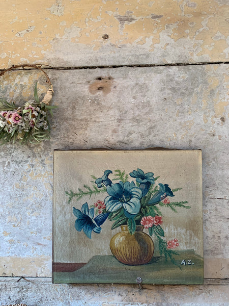 Vintage Floral Painting on Canvas