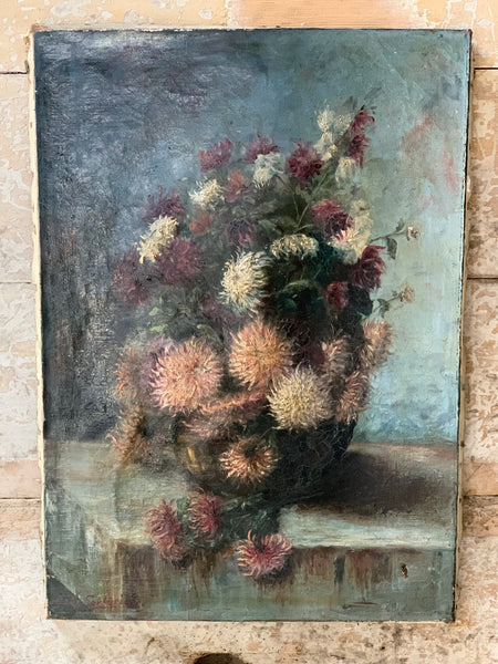 French Floral Oil on Canvas