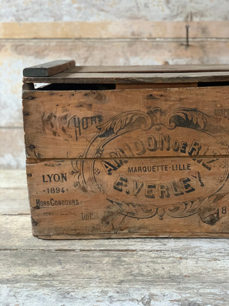 Large Vintage French Lidded Crate