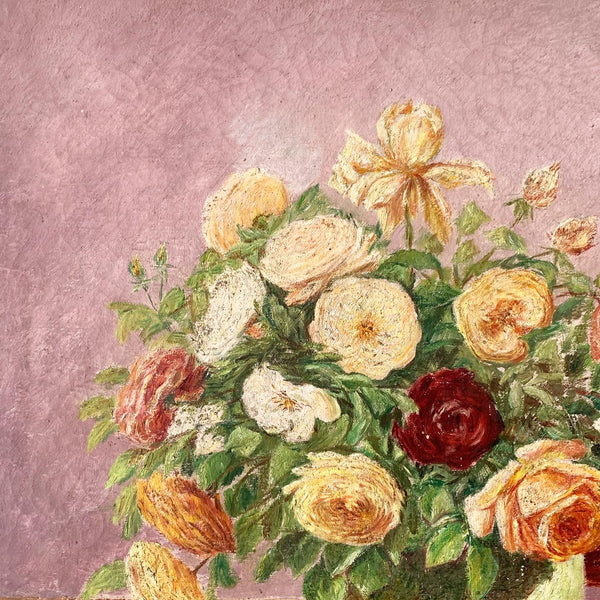 Vintage Flower Painting on Canvas