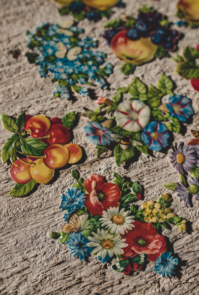 Mix of five fruit & flower craft pieces