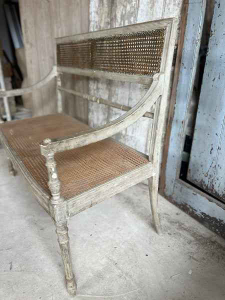 French Vintage Two Seater caned chair