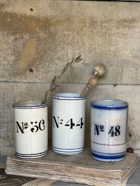 Antique Numbered Spongware Mugs