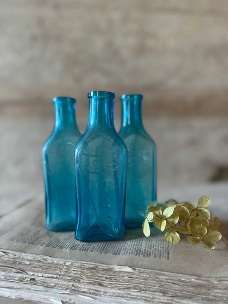 Vintage Blue Glycerine Bottles
