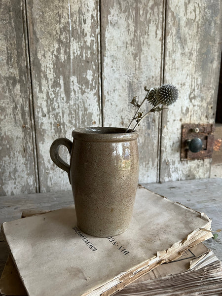 Vintage French Handled Stoneware Pot