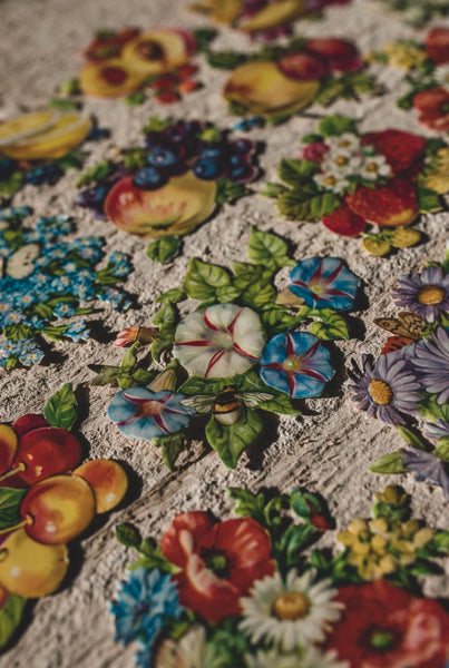 Mix of five fruit & flower craft pieces