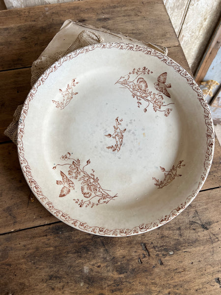 Large Antique Aged French Transferware Dish