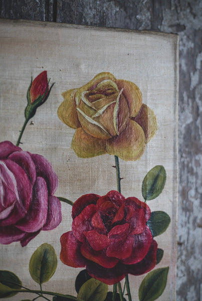 French Floral Folk Art Oil Painting