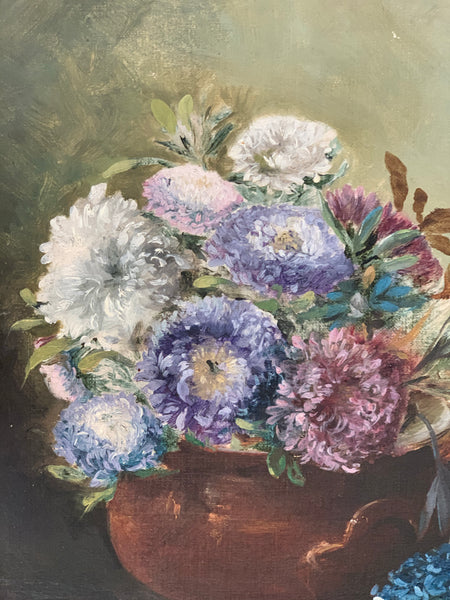Vintage Floral Painting on Canvas