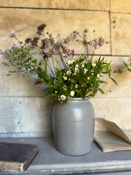 French Antique Blue Stoneware pot