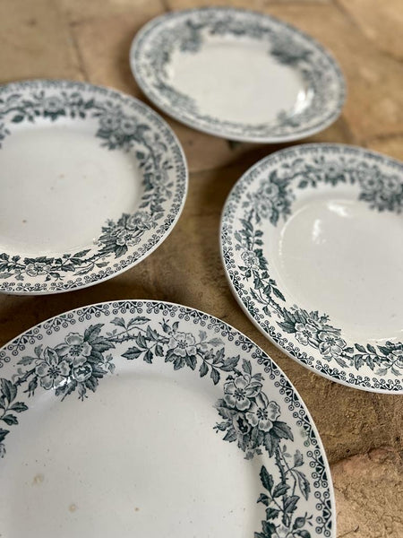 Green French Transferware Plates