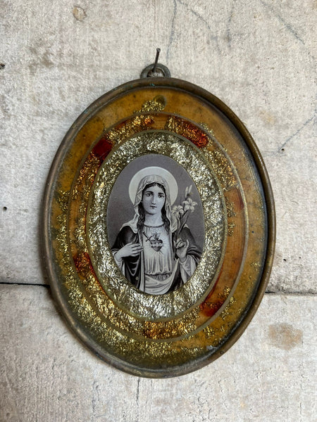 Glass Religious Mary Plaque