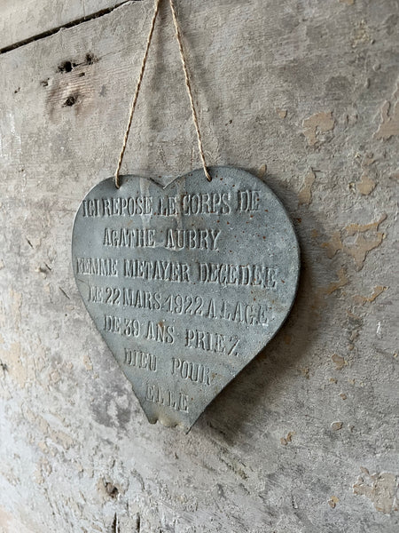 French Antique Memorial Heart