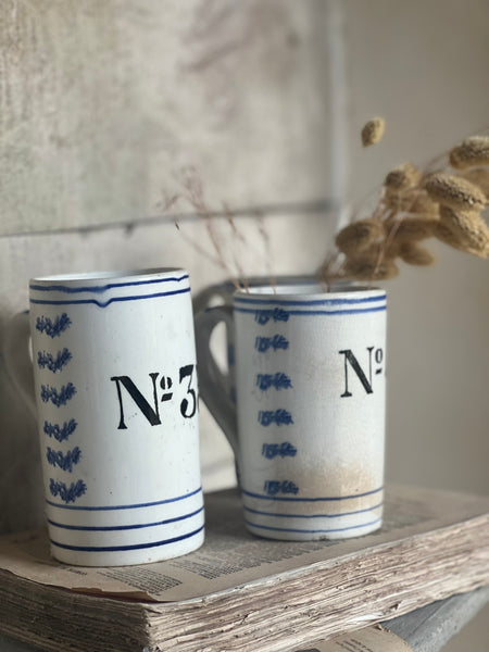 Antique Numbered Spongware Mugs