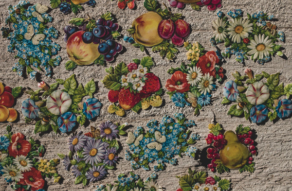 Mix of five fruit & flower craft pieces