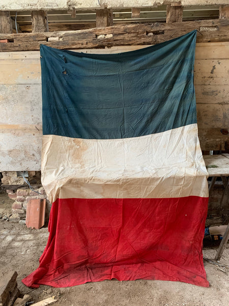 Large Vintage Rustic French Flag