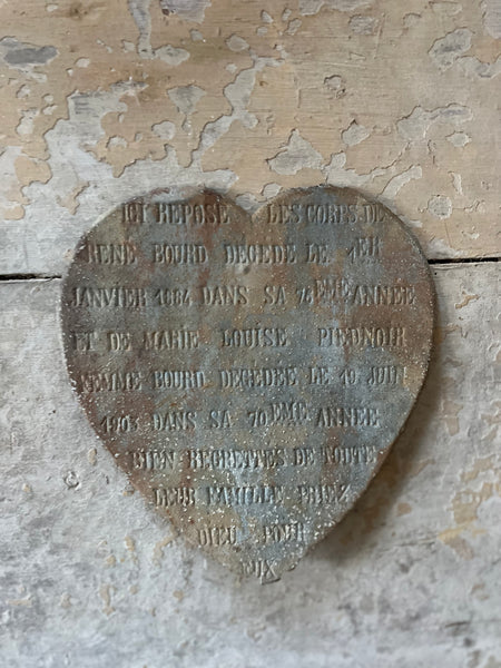 French Antique Memorial Heart