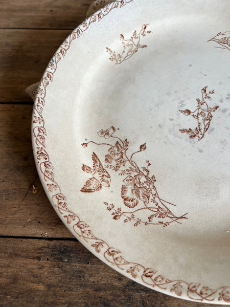 Large Antique Aged French Transferware Dish