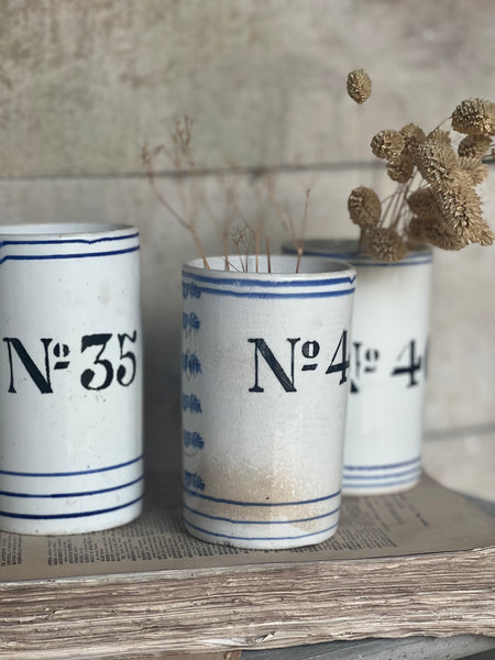 Antique Numbered Spongware Mugs
