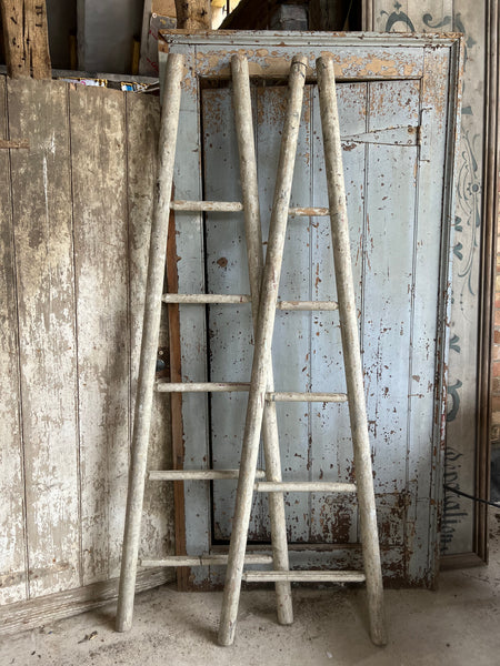Pair of chippy paint fruit picking ladders