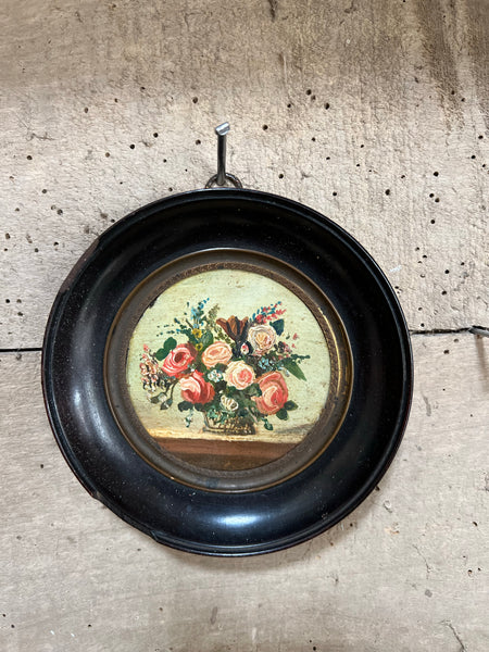 Small Framed French Vintage Floral Oil Painting
