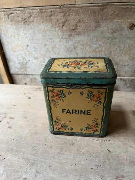 Vintage Turquoise French Farine Tin